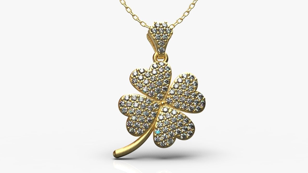Diamond clover pendant 3D print model_8