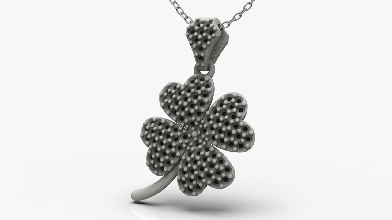 Diamond clover pendant 3D print model_14