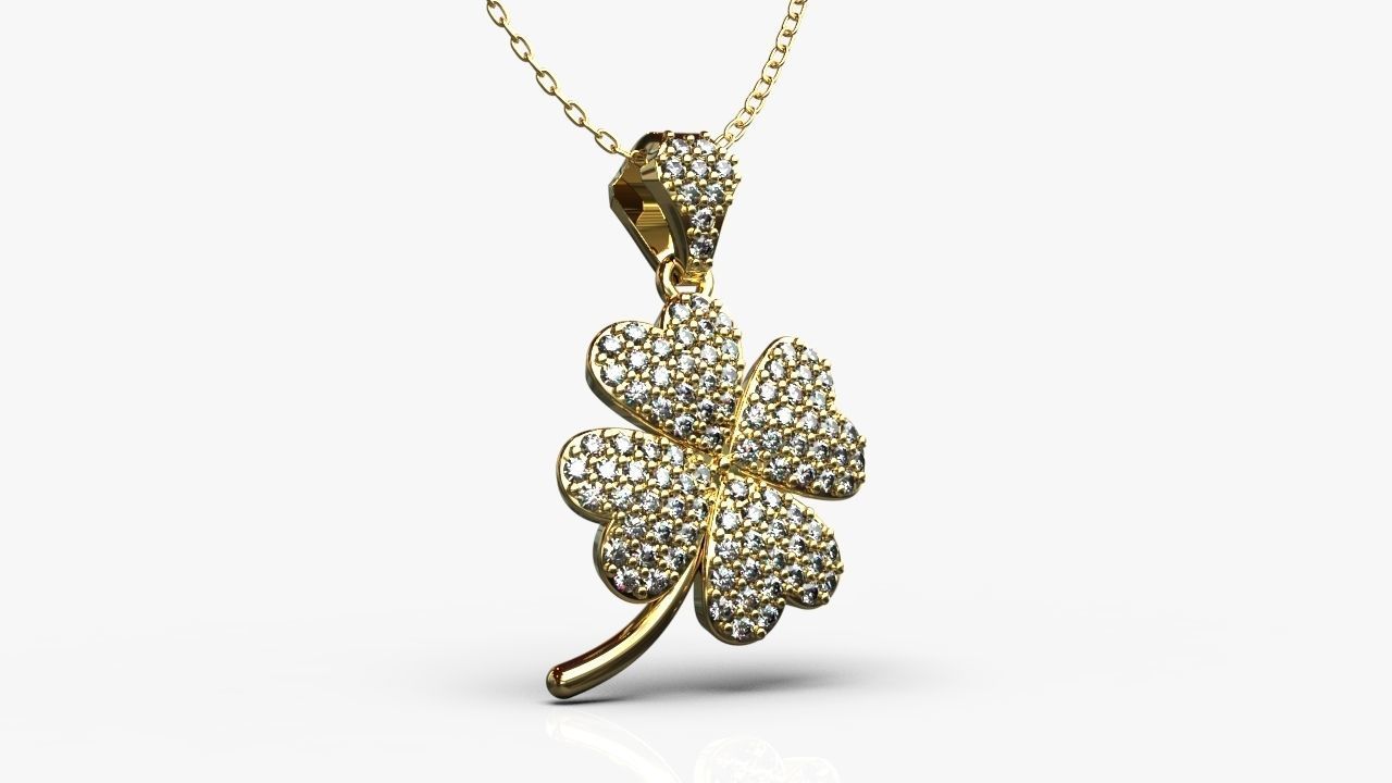 Diamond clover pendant 3D print model_6
