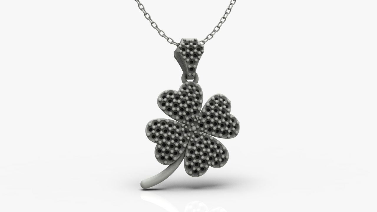 Diamond clover pendant 3D print model_13