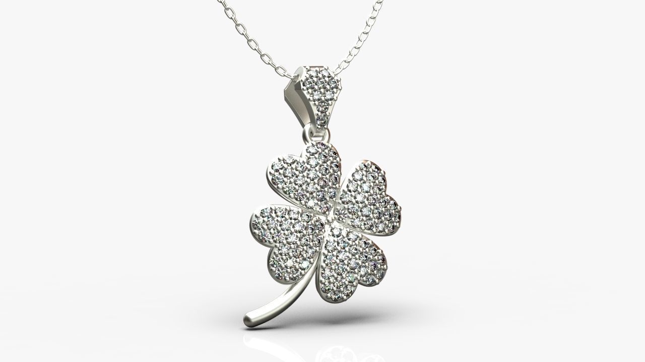 Diamond clover pendant 3D print model_12