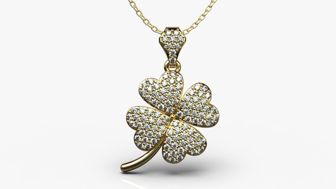 Diamond clover pendant 3D print model_4