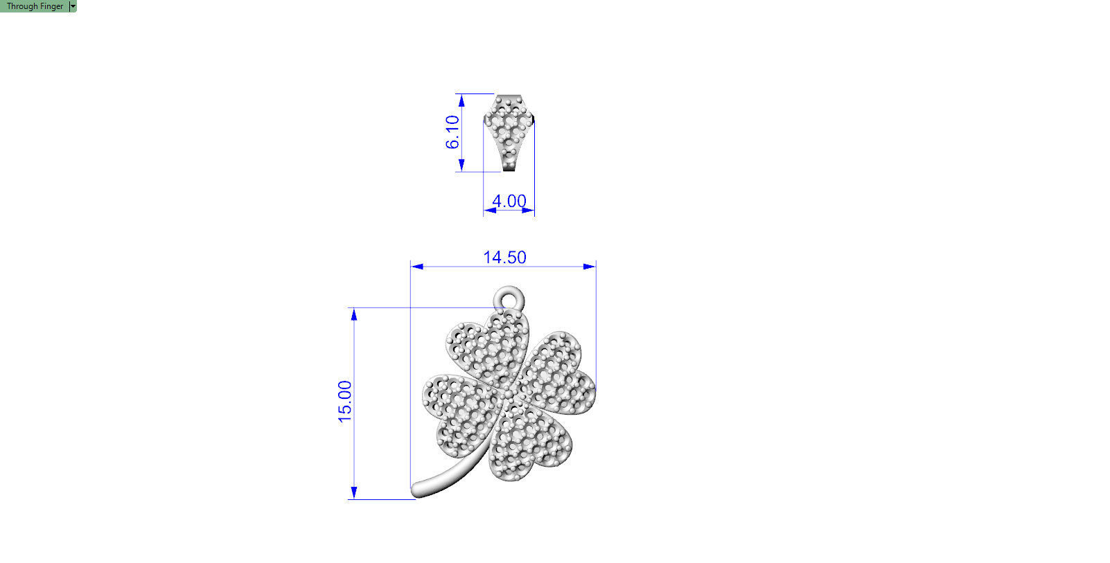 Diamond clover pendant 3D print model_16