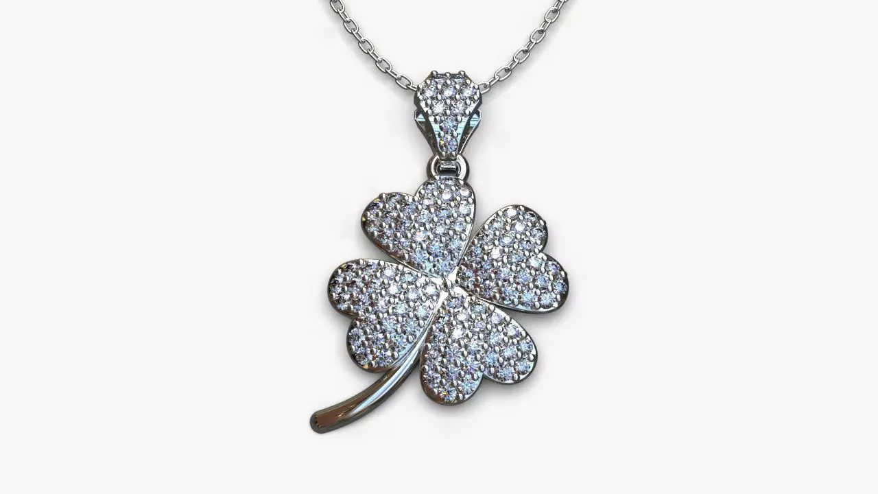 Diamond clover pendant 3D print model_0