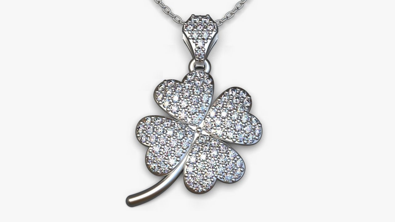 Diamond clover pendant 3D print model_3