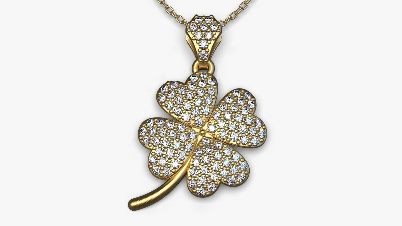 Diamond clover pendant 3D print model_2