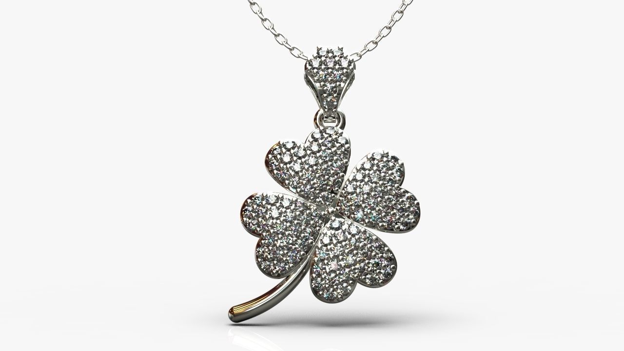 Diamond clover pendant 3D print model_7