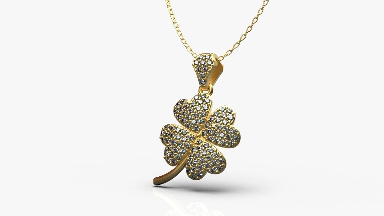 Diamond clover pendant 3D print model_11