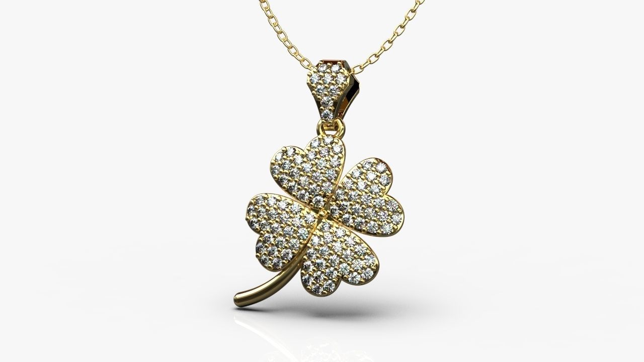 Diamond clover pendant 3D print model_5