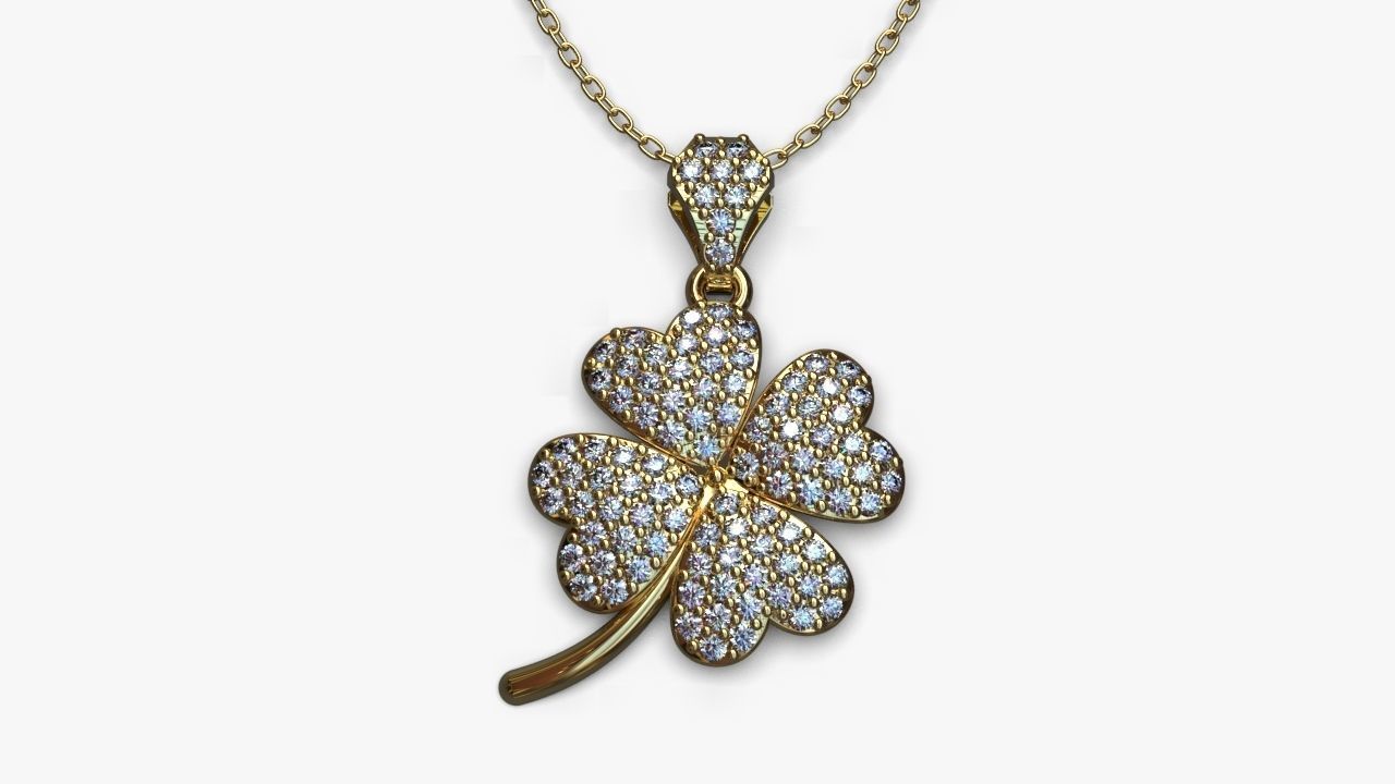 Diamond clover pendant 3D print model_1