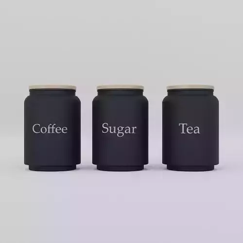 Black Pots Kitchen Coffee Sugar Tea Low Poly