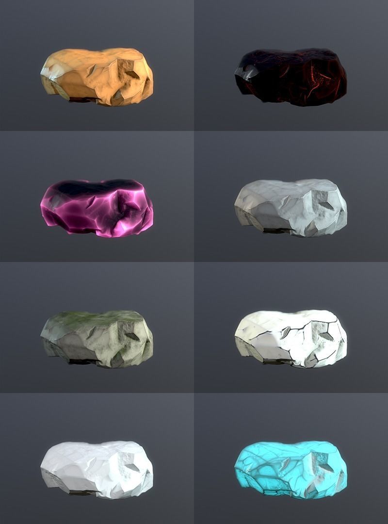 Stylized Rock Pack FREE - 8 styles 3 shapes LODs PBR Free low-poly 3D model_3