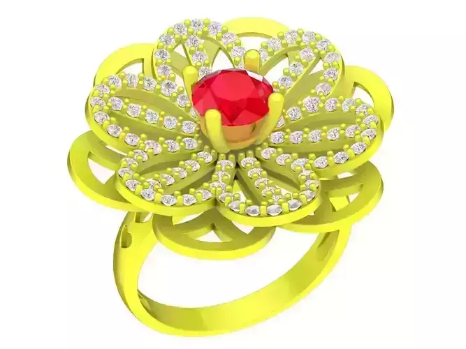 asian diamond flower women ring 4469