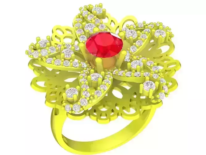 asian diamond flower women ring 4470