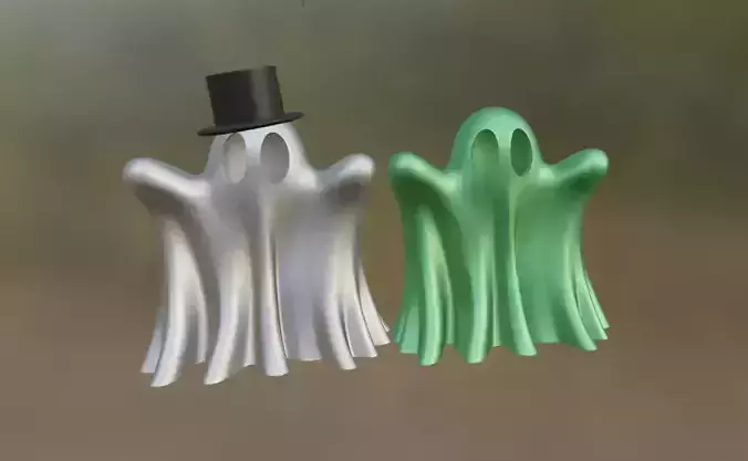 GHOST two ghosts in top hat 3D print model