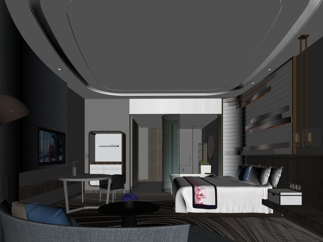 Hotel Guest Room 3D model_1