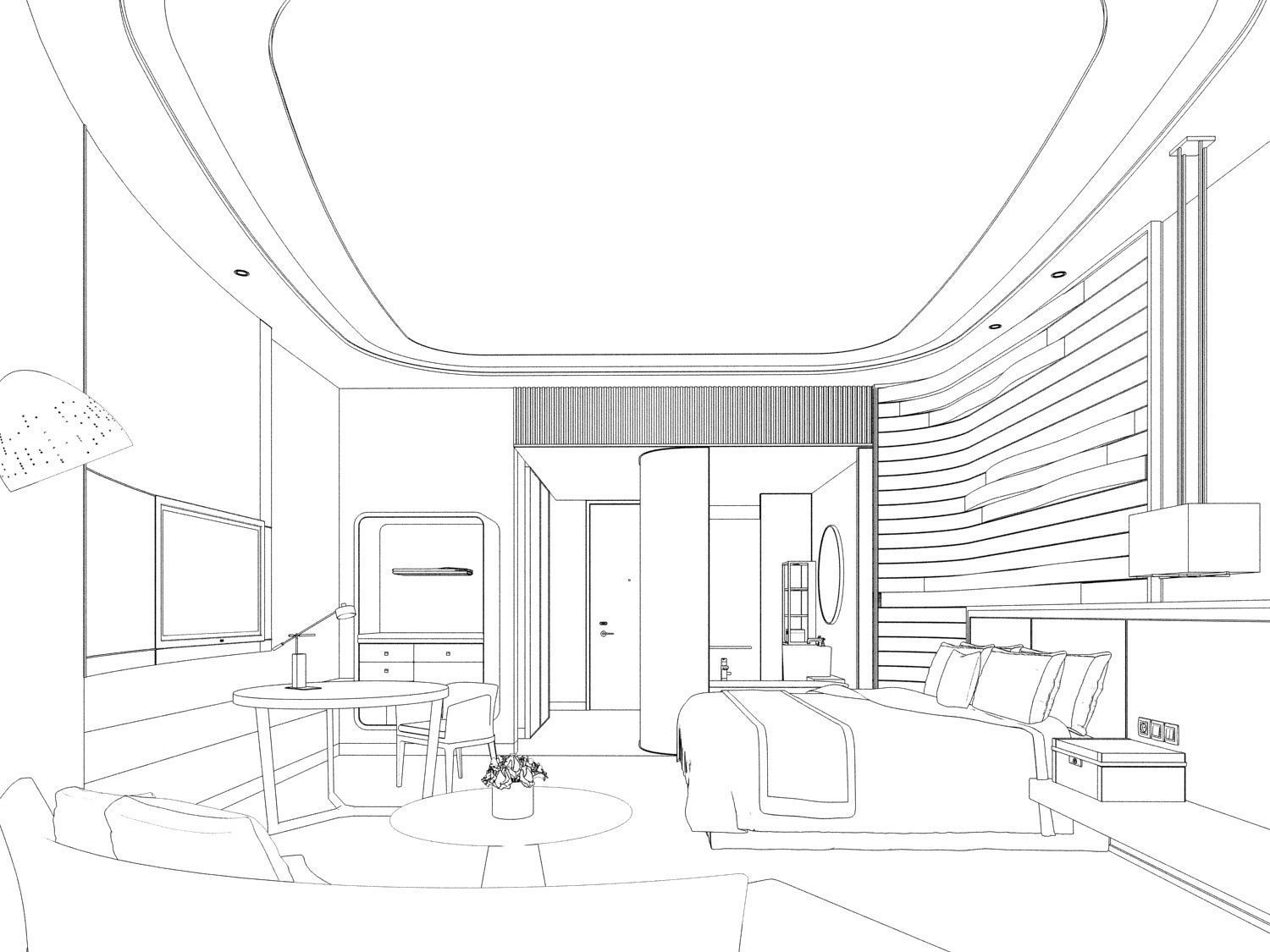 Hotel Guest Room 3D model_2