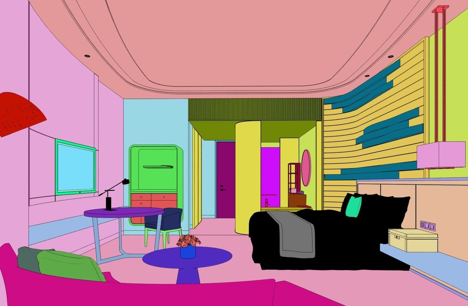 Hotel Guest Room 3D model_3