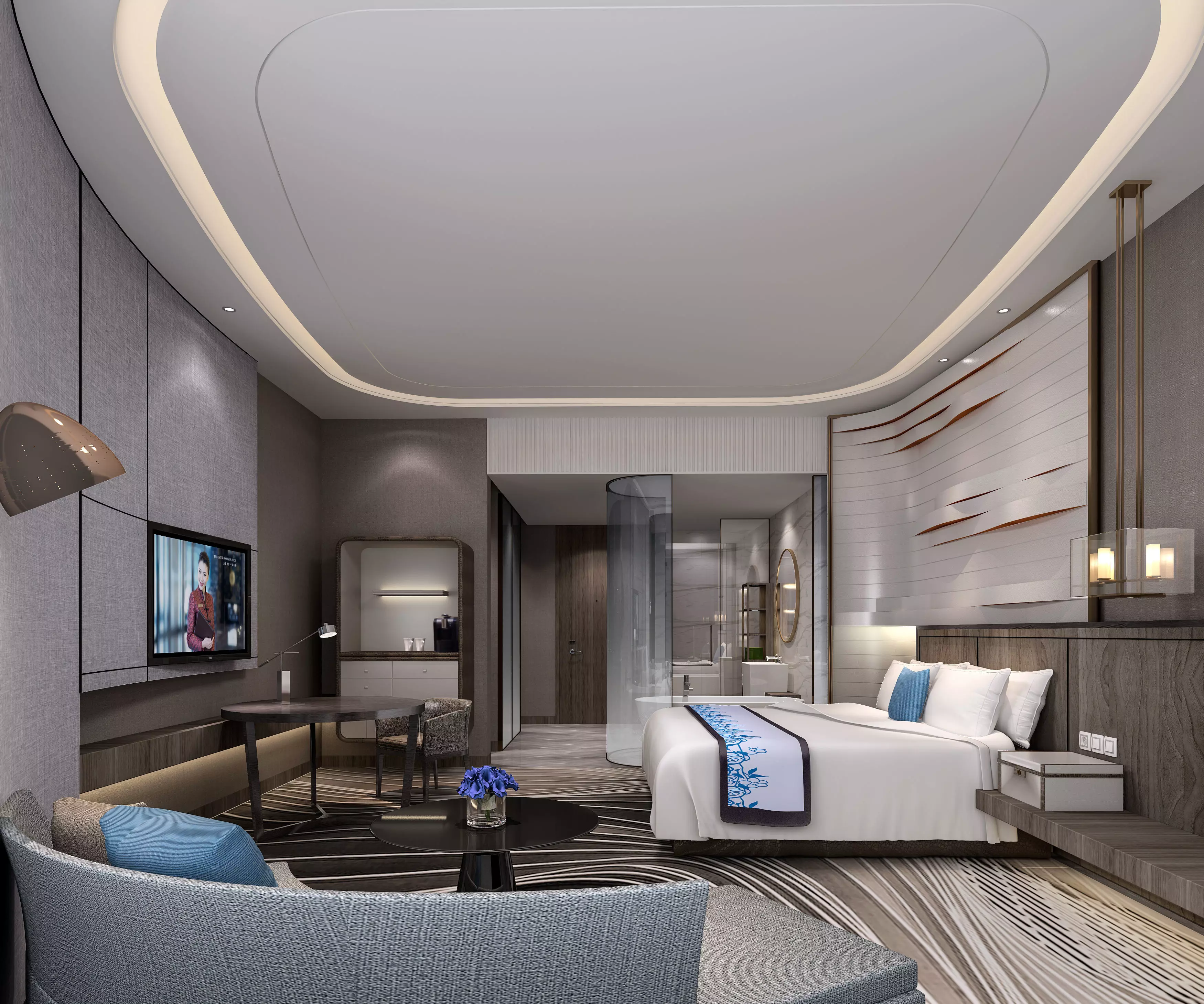 Hotel Guest Room 3D model_0