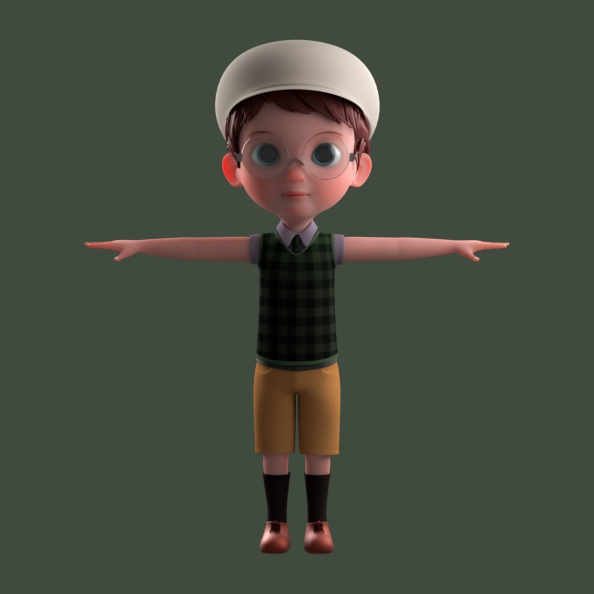 Cartoon Boy Rigged 3D model_7