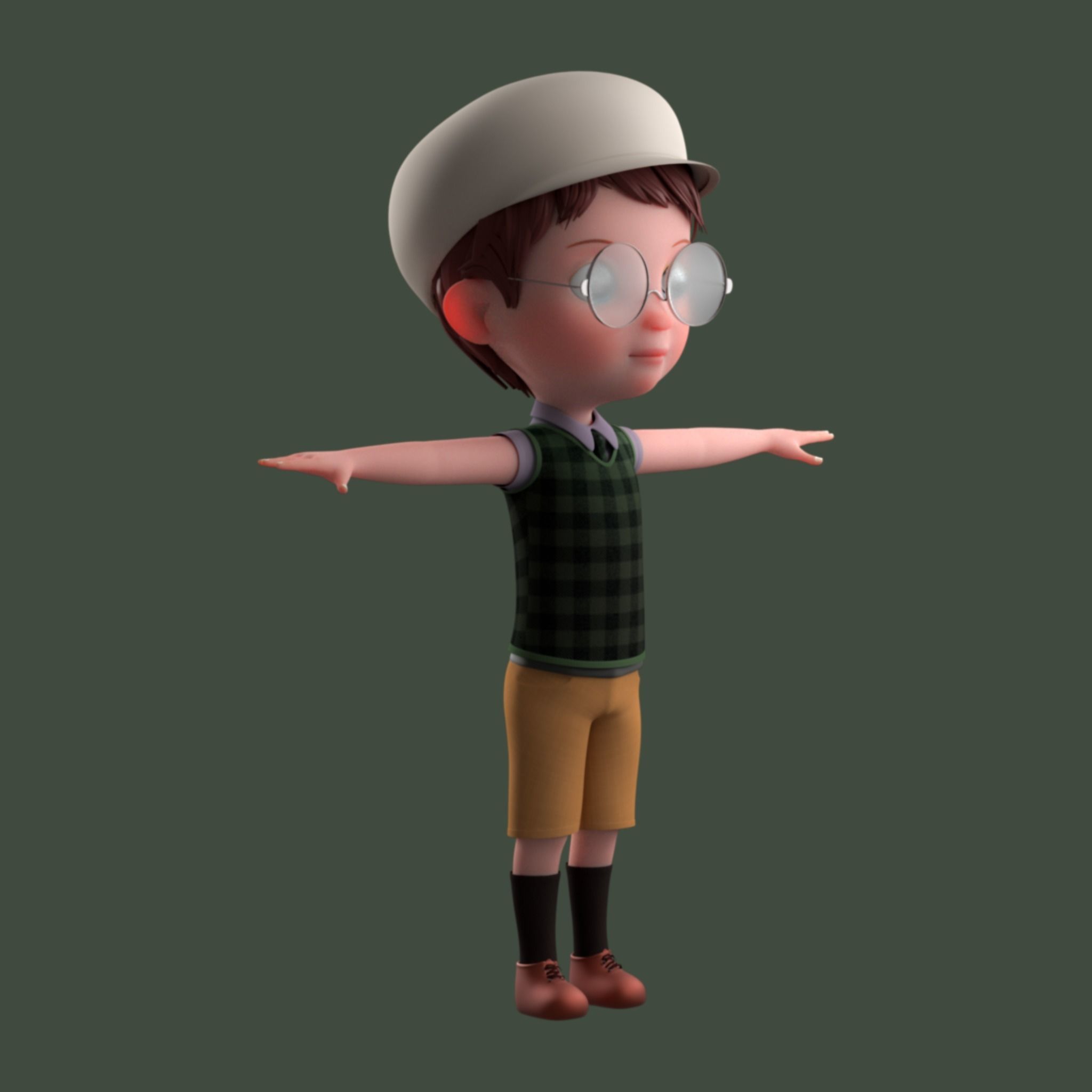 Cartoon Boy Rigged 3D model_8