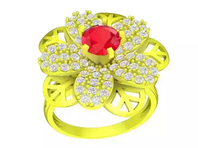 asian diamond flower women ring 4471