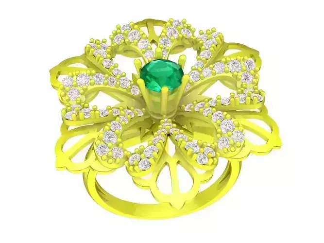 asian diamond flower women ring 4472 3D print model