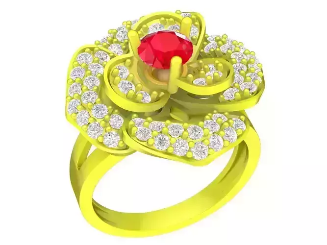 asian diamond flower woman ring 4472