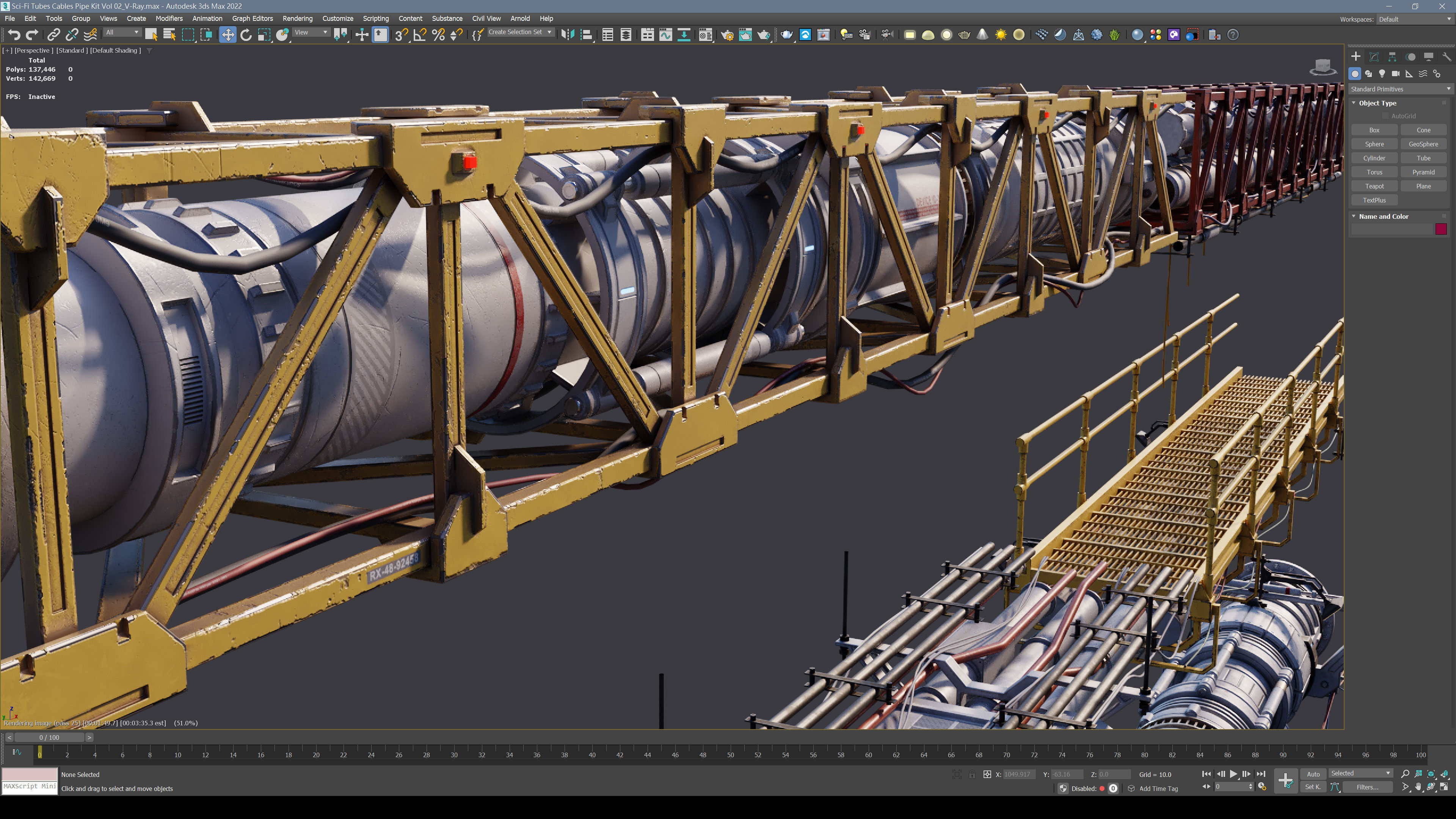 Sci-Fi Tubes Cables pipe Kit Vol 02-PBR Low-poly 3D model_9