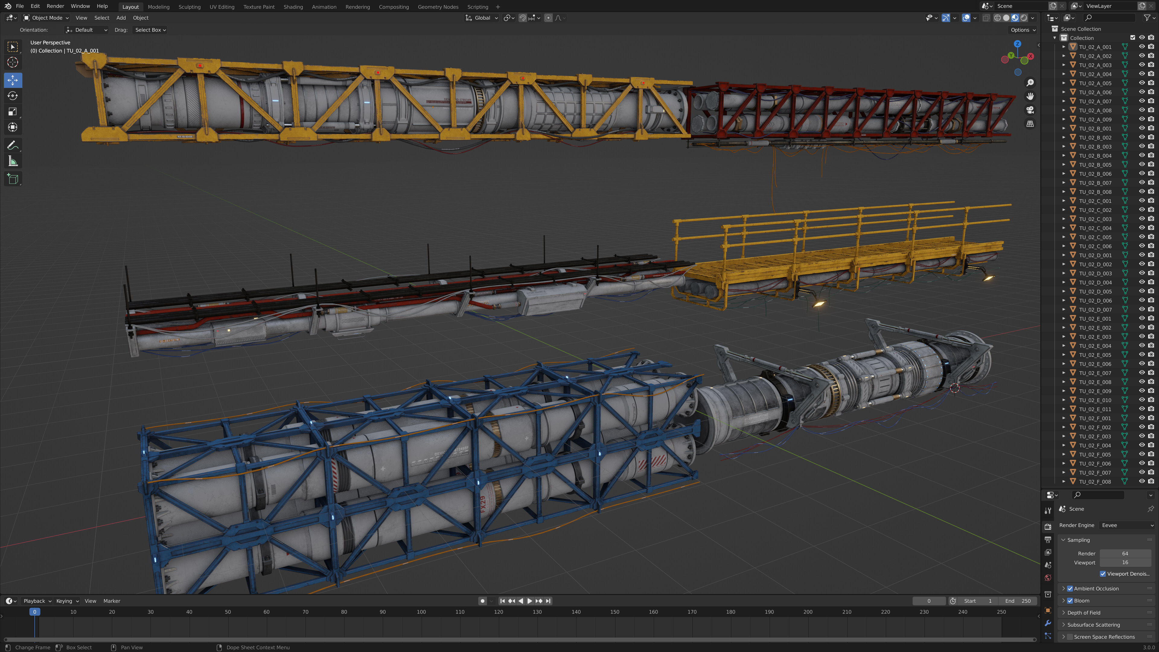 Sci-Fi Tubes Cables pipe Kit Vol 02-PBR Low-poly 3D model_13