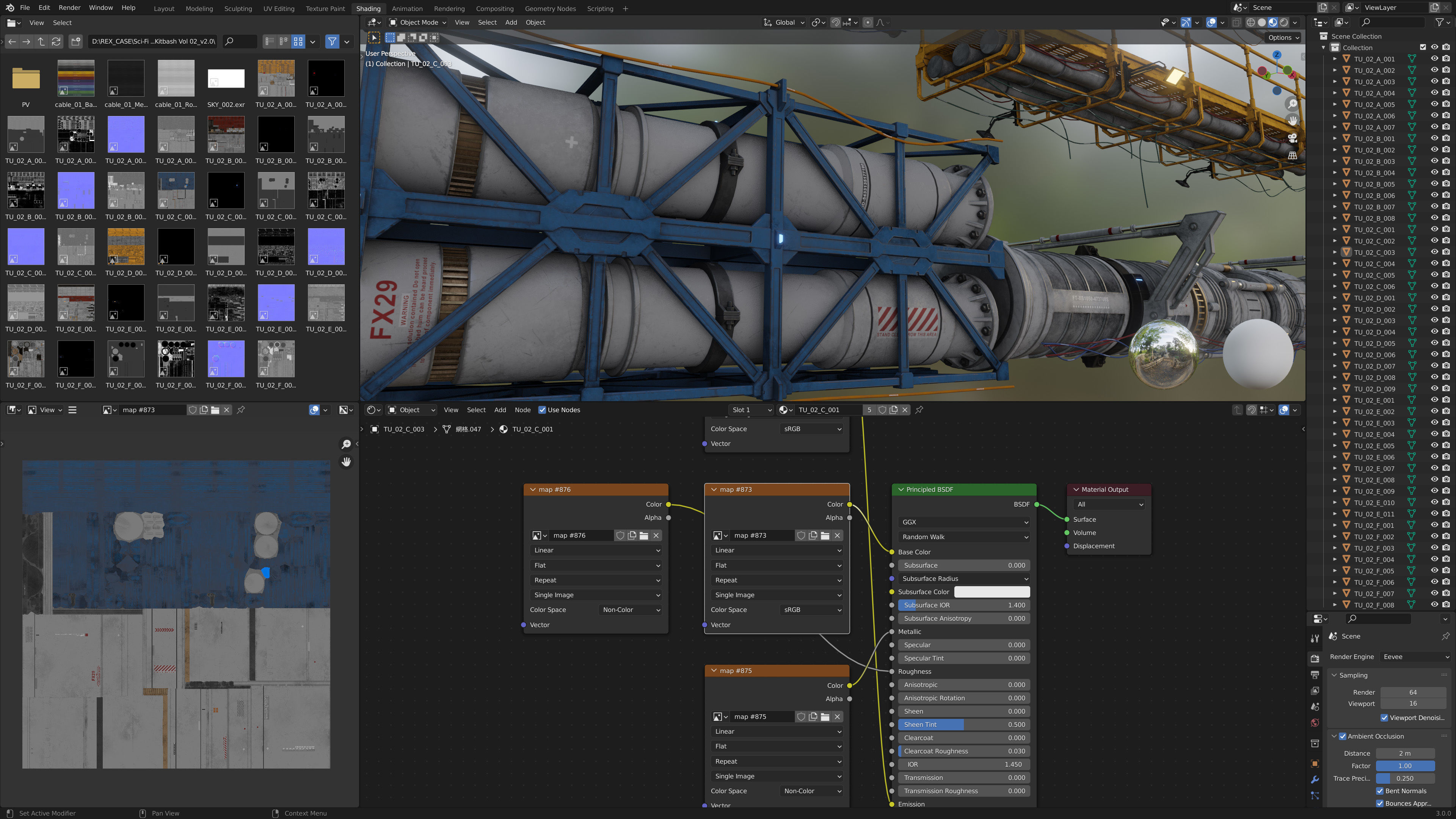 Sci-Fi Tubes Cables pipe Kit Vol 02-PBR Low-poly 3D model_15