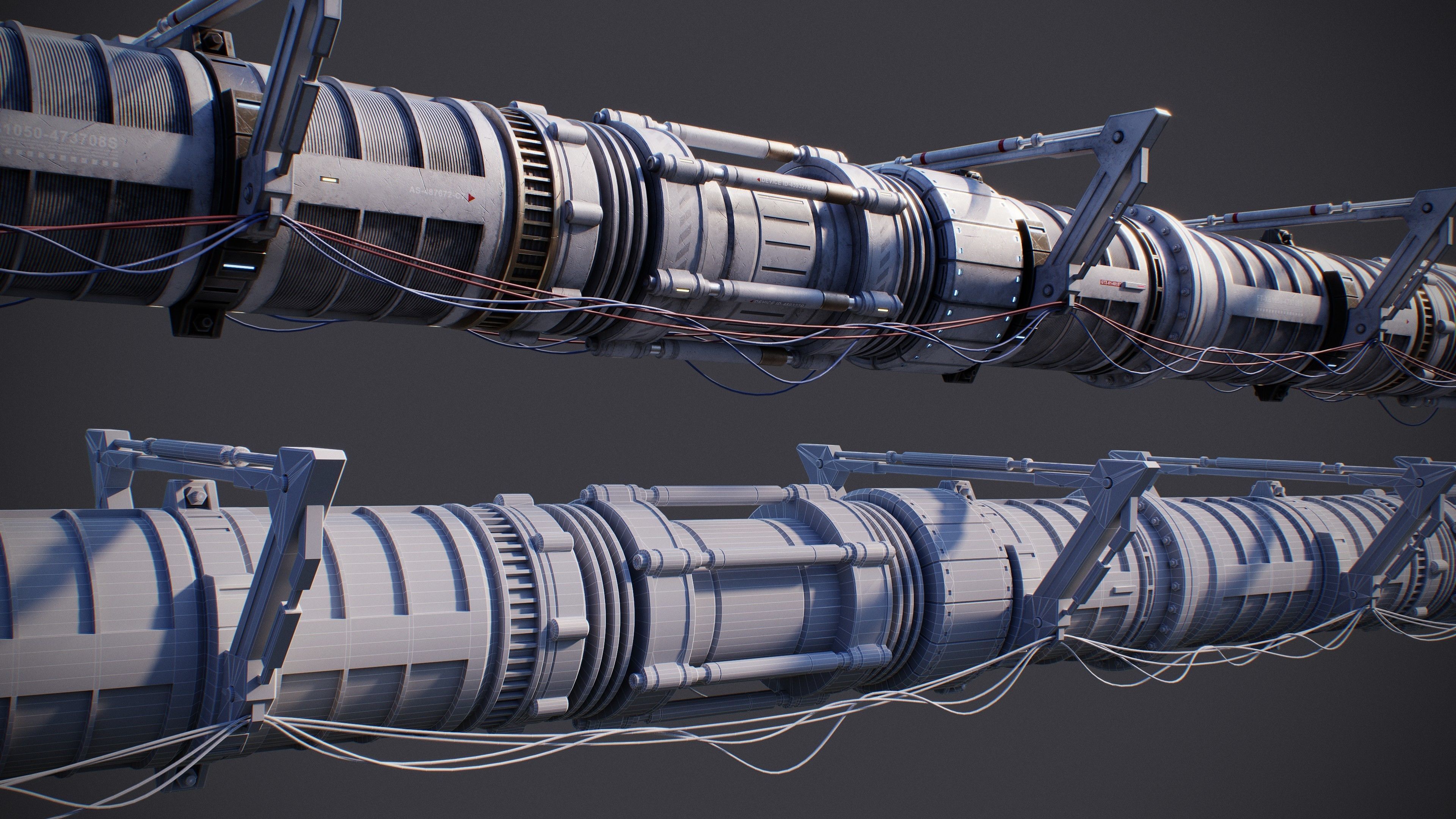 Sci-Fi Tubes Cables pipe Kit Vol 02-PBR Low-poly 3D model_21