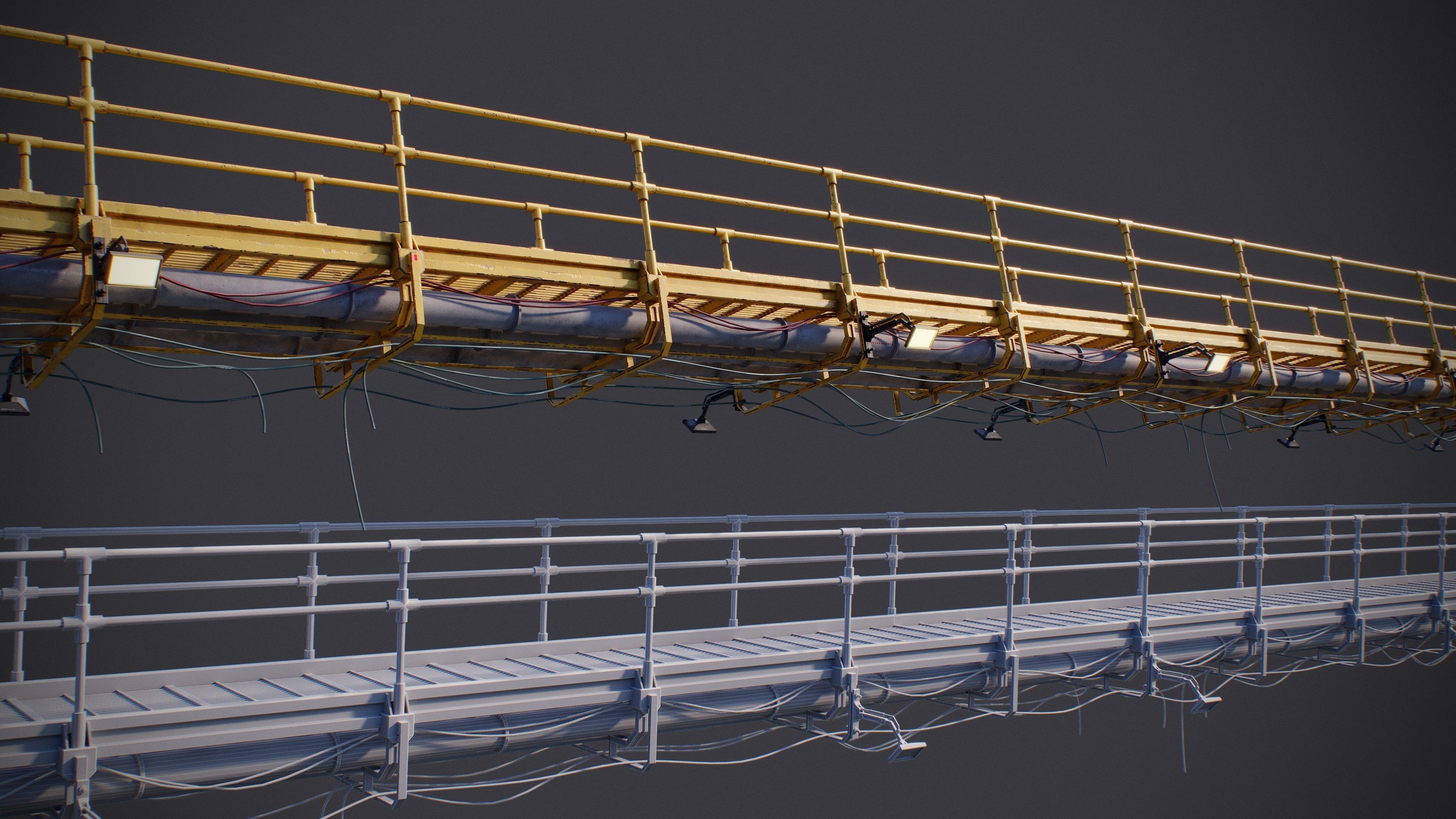 Sci-Fi Tubes Cables pipe Kit Vol 02-PBR Low-poly 3D model_18