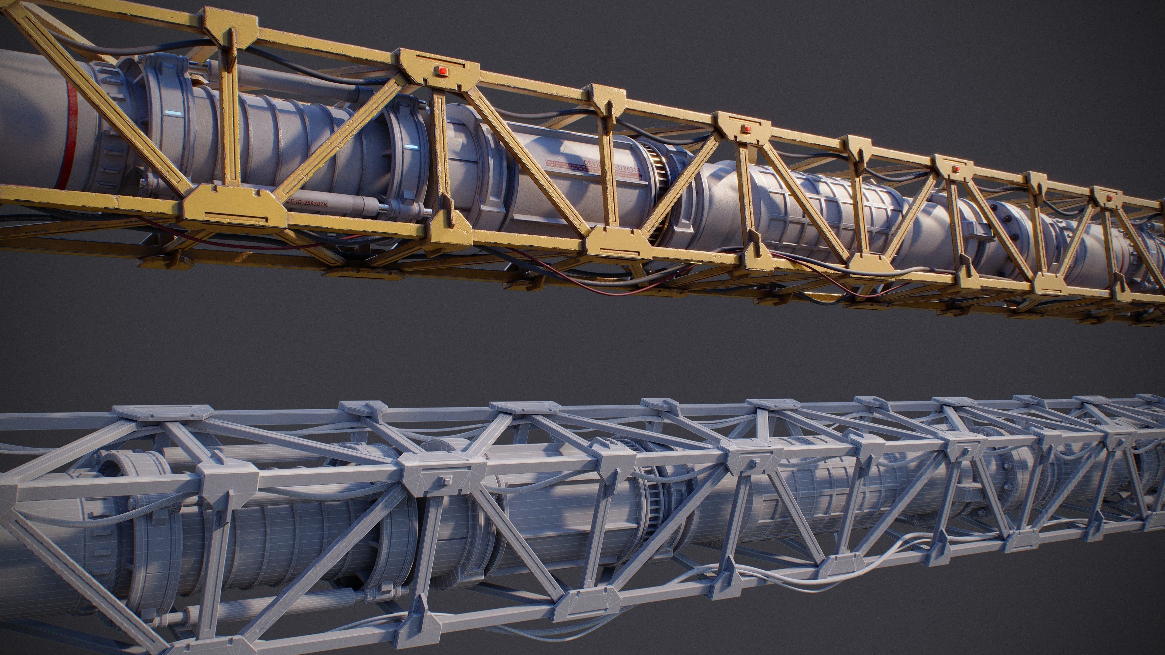 Sci-Fi Tubes Cables pipe Kit Vol 02-PBR Low-poly 3D model_16