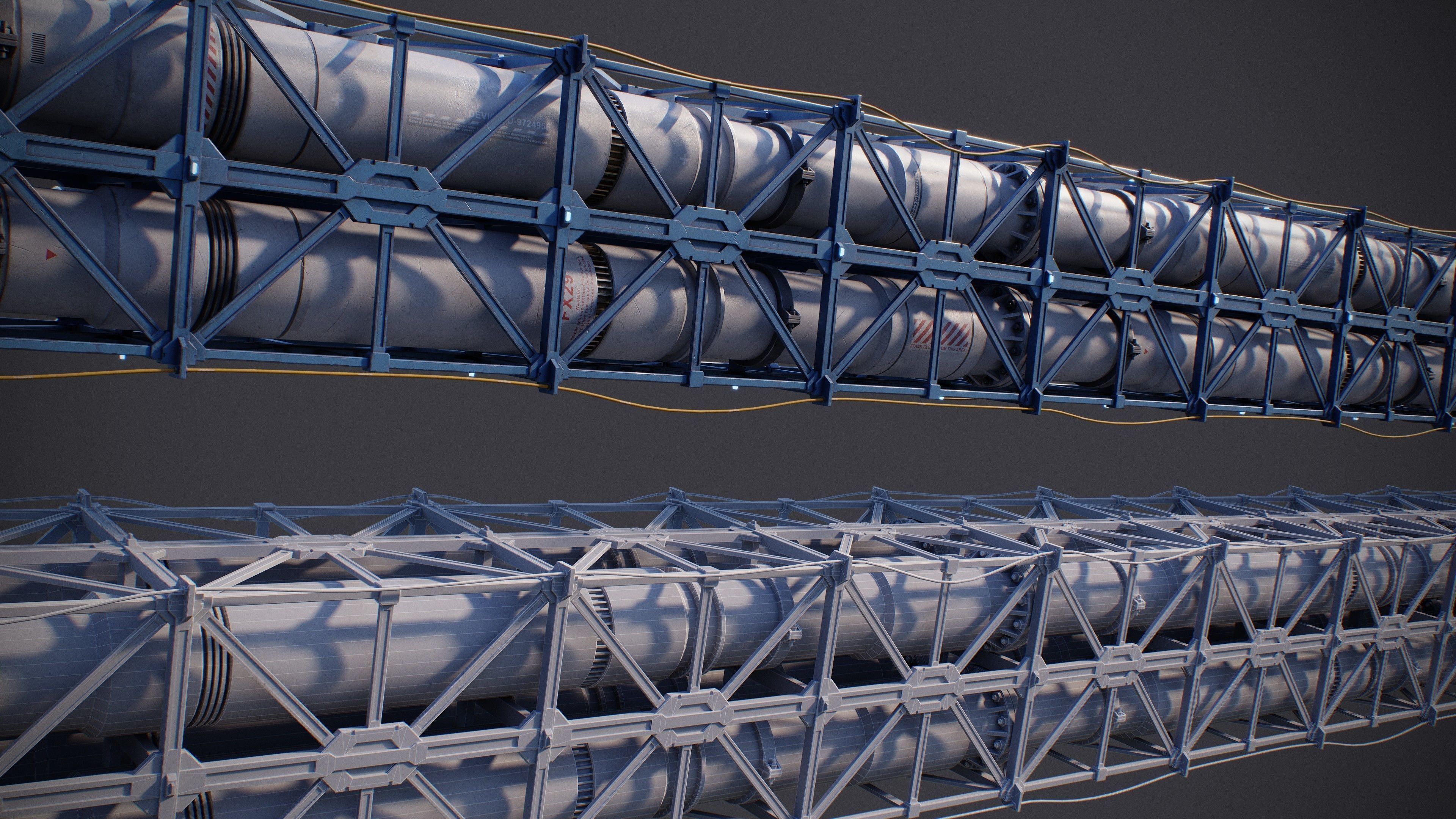 Sci-Fi Tubes Cables pipe Kit Vol 02-PBR Low-poly 3D model_20