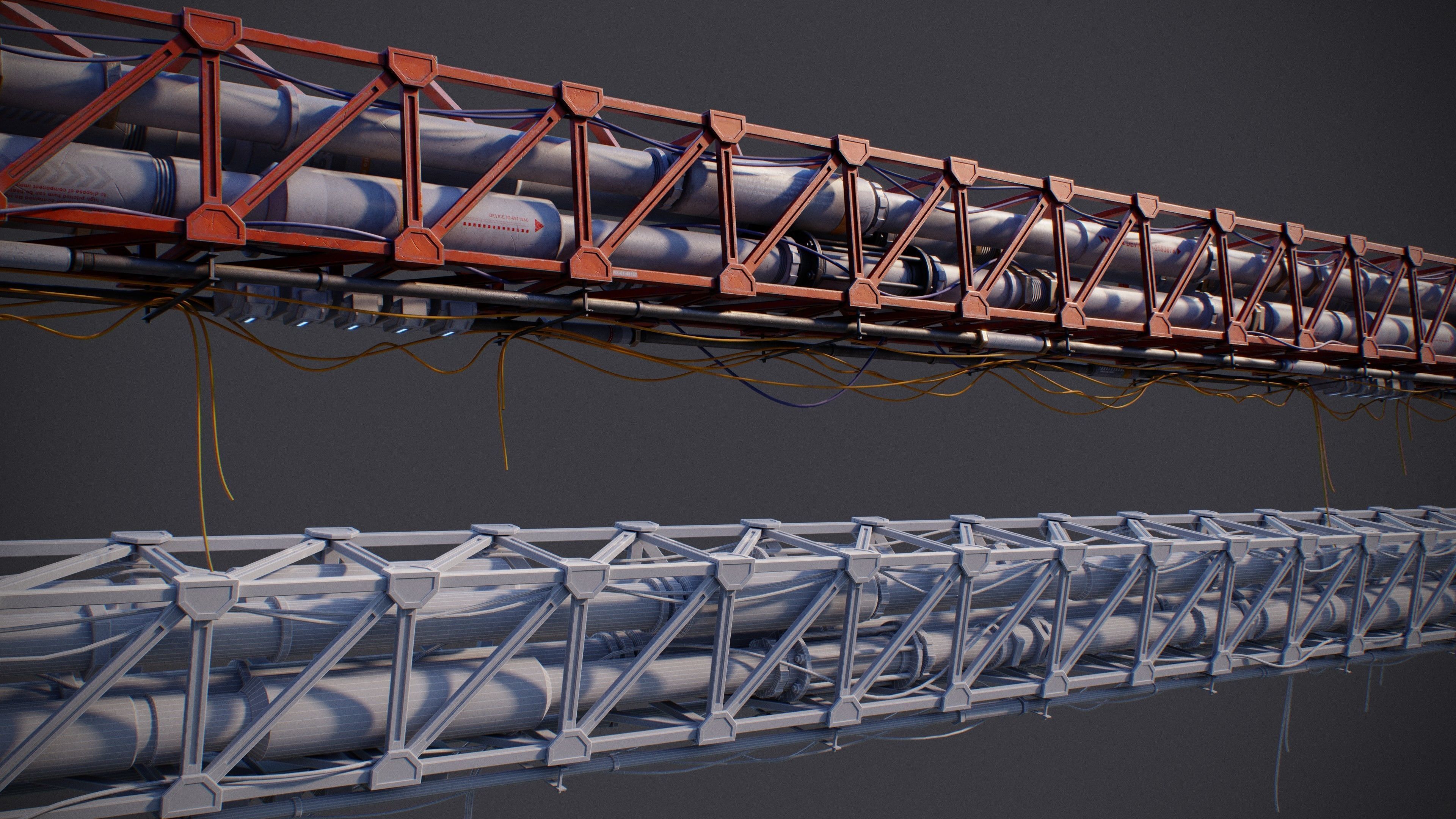 Sci-Fi Tubes Cables pipe Kit Vol 02-PBR Low-poly 3D model_17