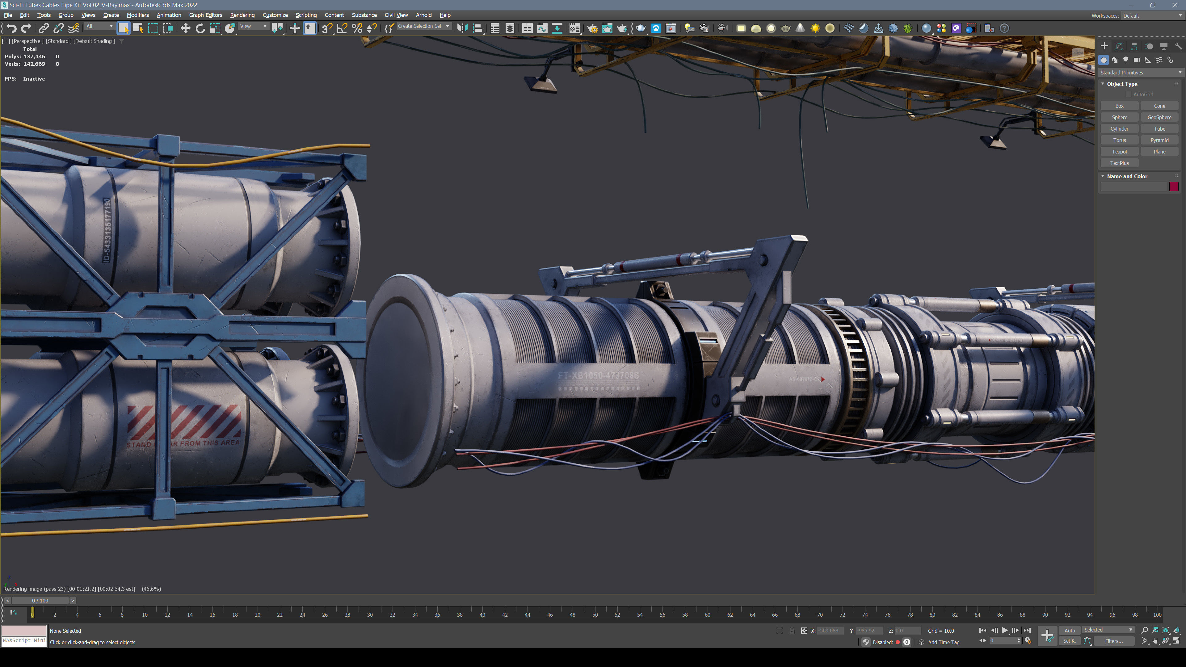 Sci-Fi Tubes Cables pipe Kit Vol 02-PBR Low-poly 3D model_10