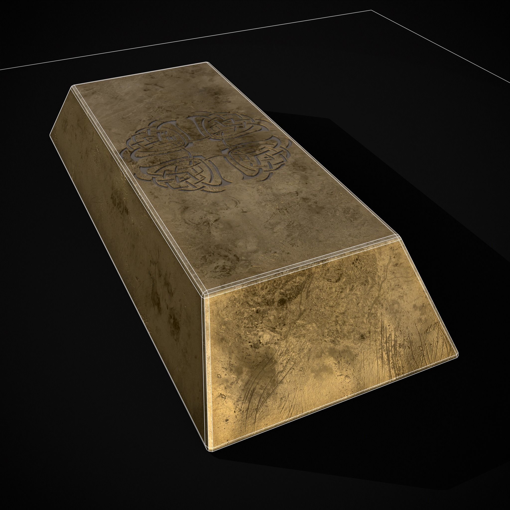 Inlaid Gold Bar Low-poly 3D model_2