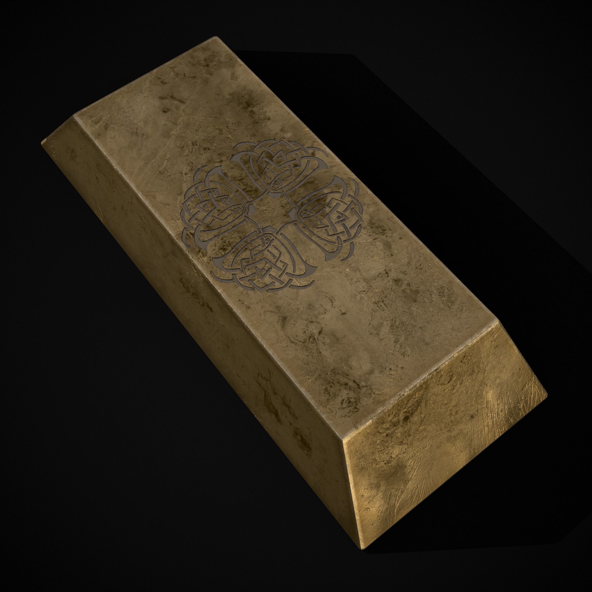Inlaid Gold Bar Low-poly 3D model_19