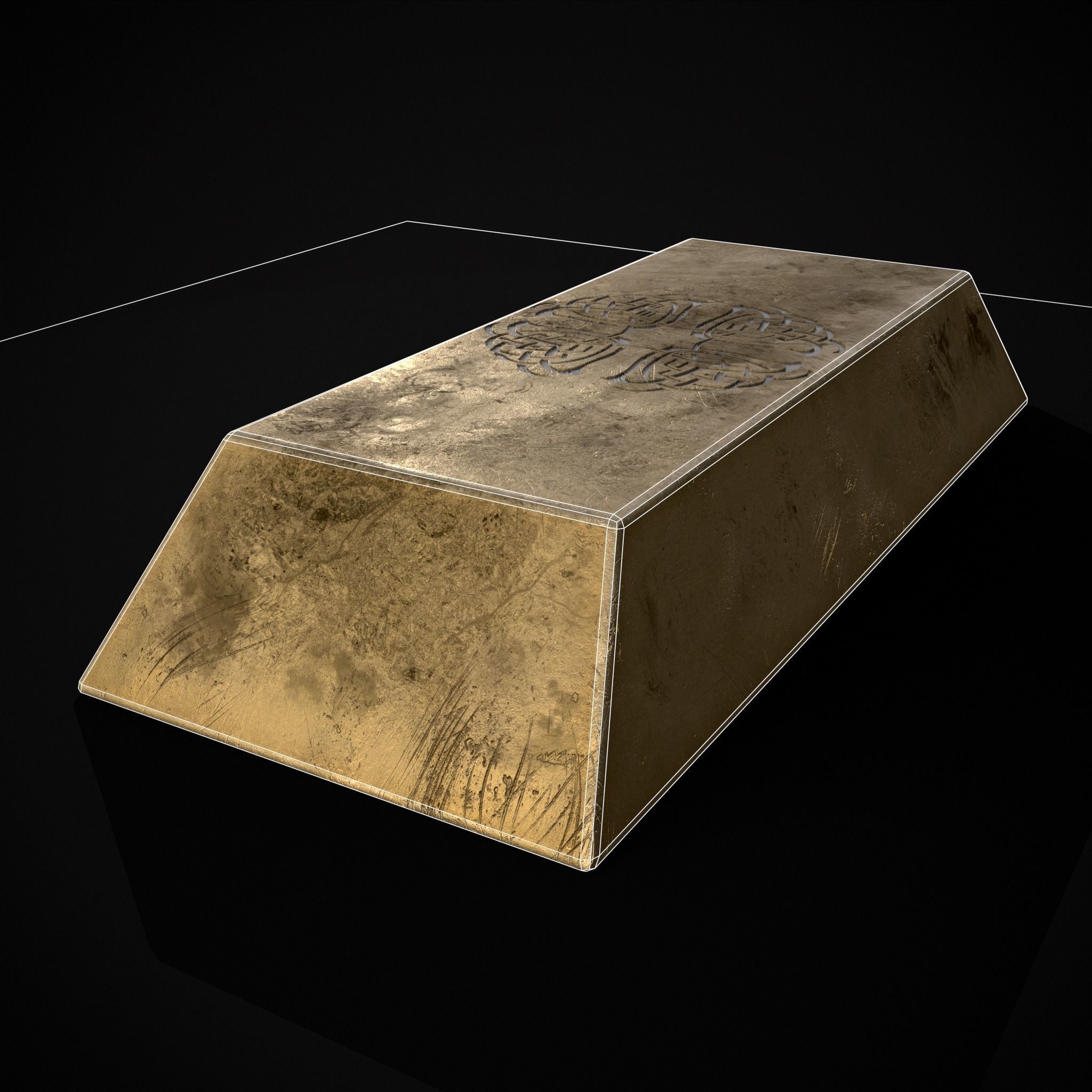 Inlaid Gold Bar Low-poly 3D model_6