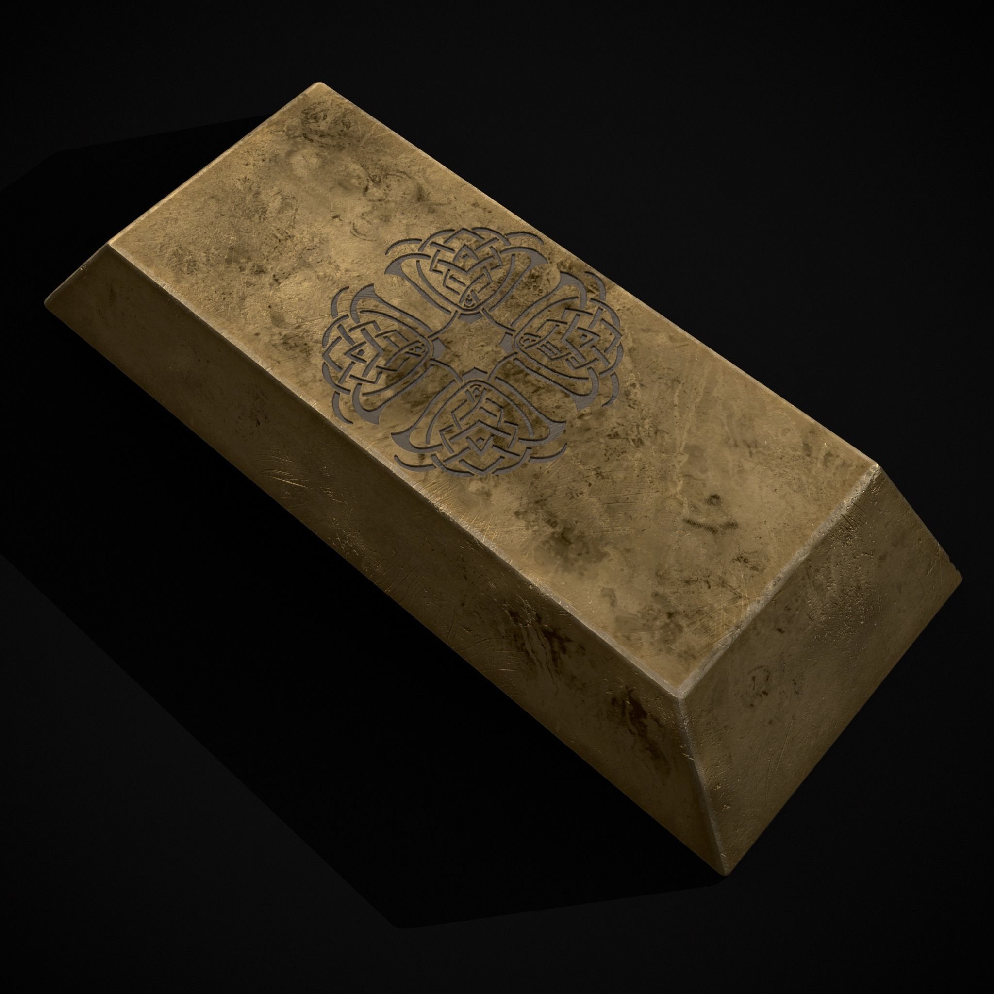 Inlaid Gold Bar Low-poly 3D model_13