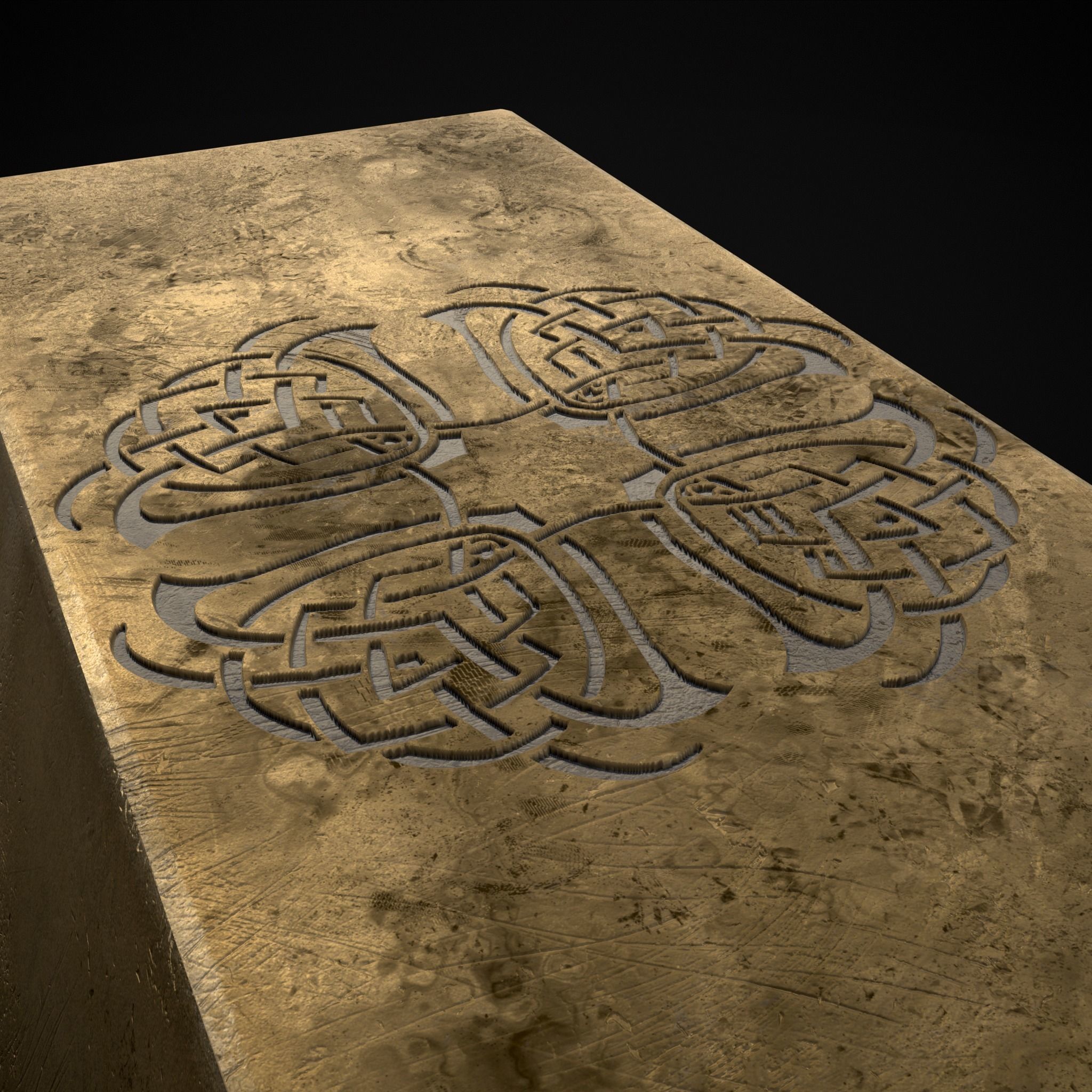 Inlaid Gold Bar Low-poly 3D model_17