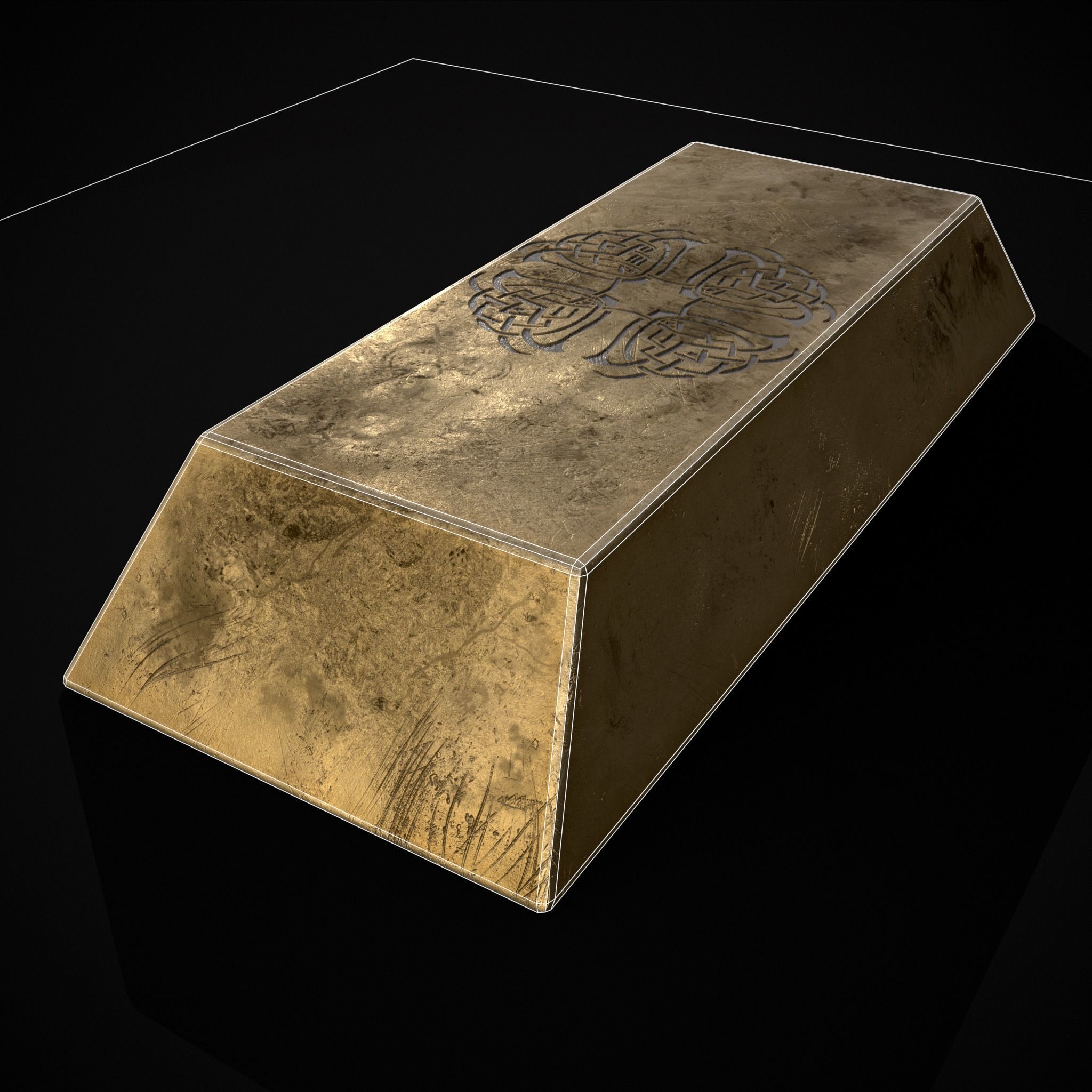 Inlaid Gold Bar Low-poly 3D model_16
