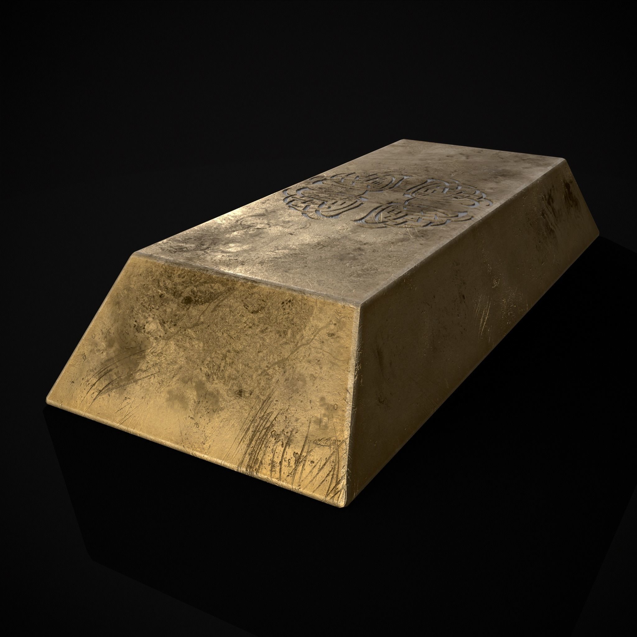 Inlaid Gold Bar Low-poly 3D model_5