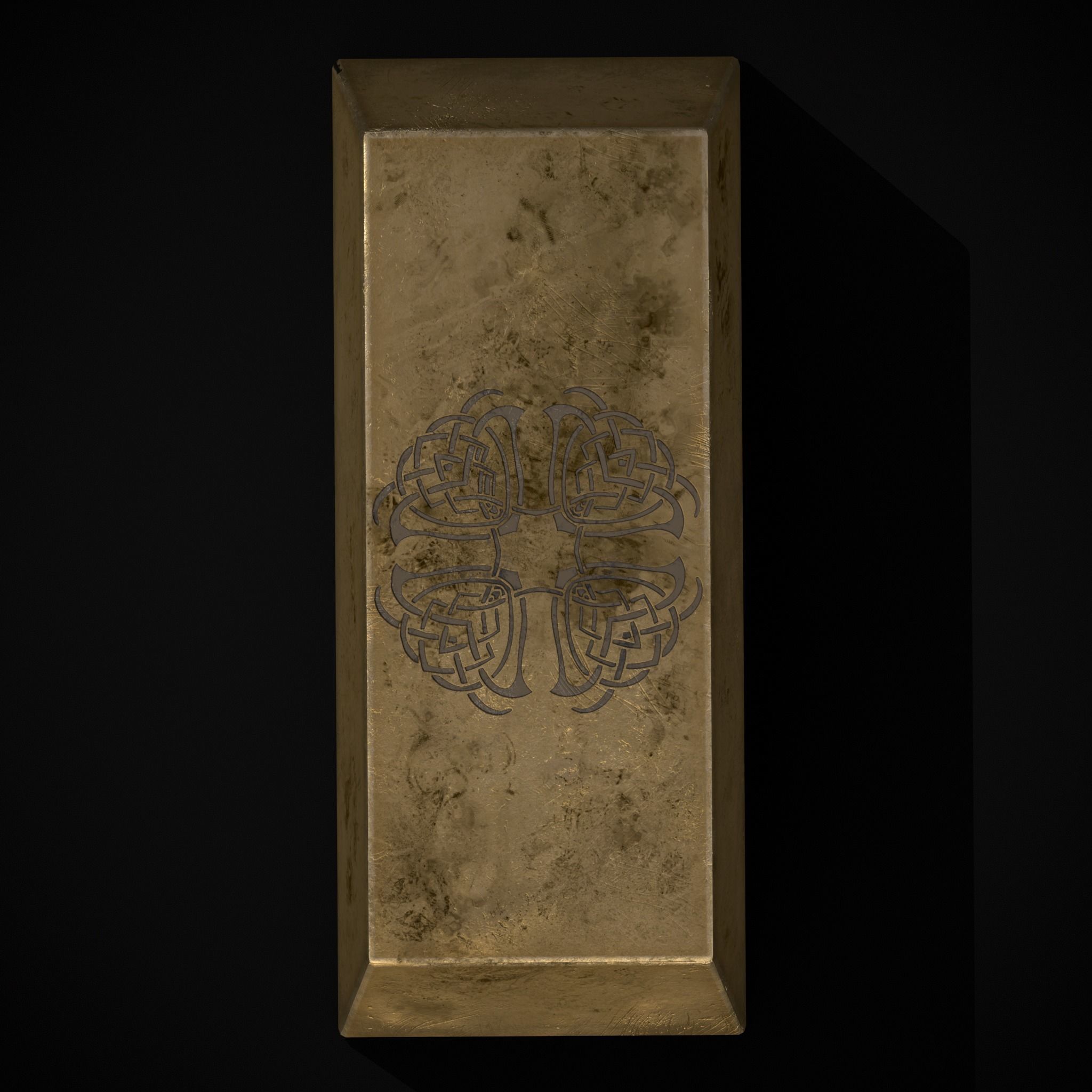 Inlaid Gold Bar Low-poly 3D model_3