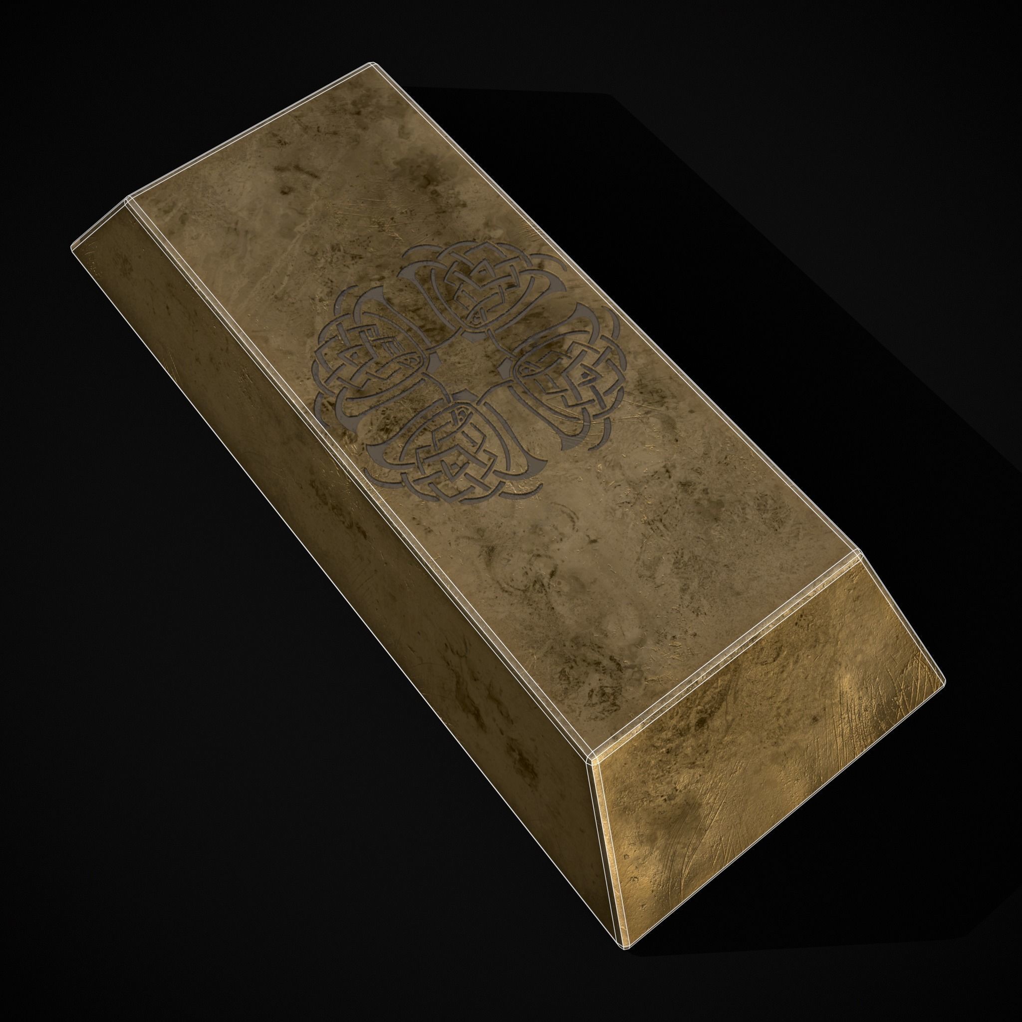 Inlaid Gold Bar Low-poly 3D model_20