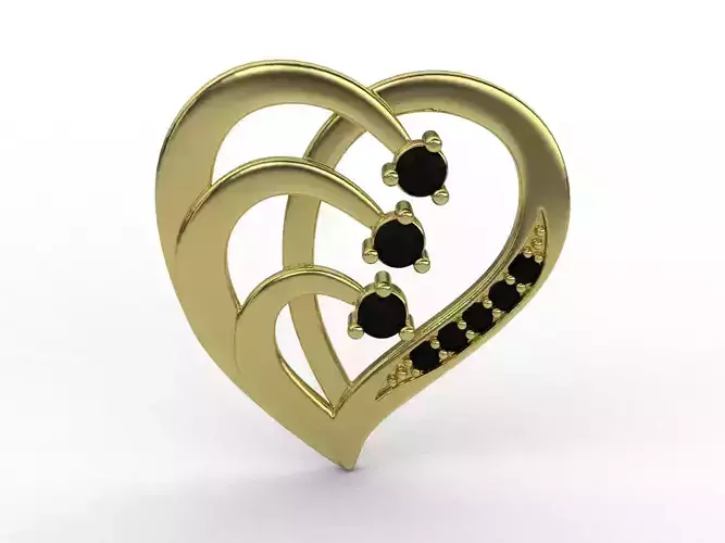 HEART gold shaped pendant with stones