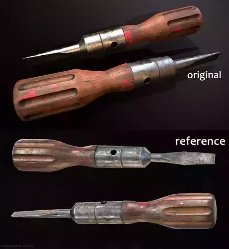 Screw Driver lowpoly model  Low-poly 3D model