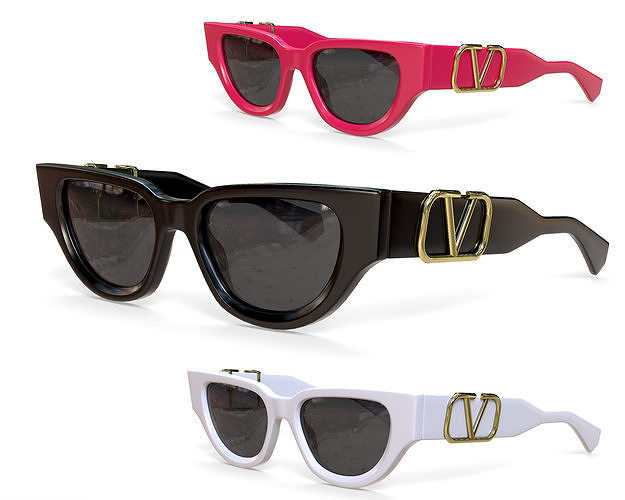 Valentino Garavani Cat-Eye Acetate VLogo Frame Sunglasses Low-poly 3D model