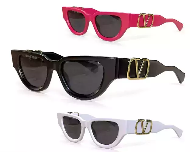 Valentino Garavani Cat-Eye Acetate VLogo Frame Sunglasses Low-poly 3D model